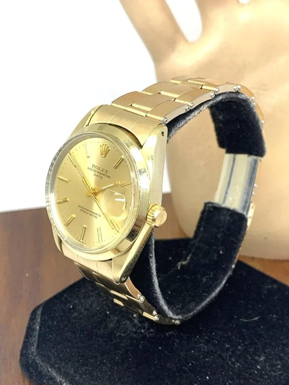 Rolex Oyster Perpetual Date Men's Watch 1550 Gold Filled Swiss Automatic 34mm